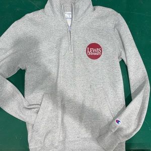 Lewis University crew neck with zipper